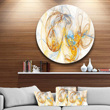 Billowing Smoke Yellow - Abstract Round Metal Wall Art